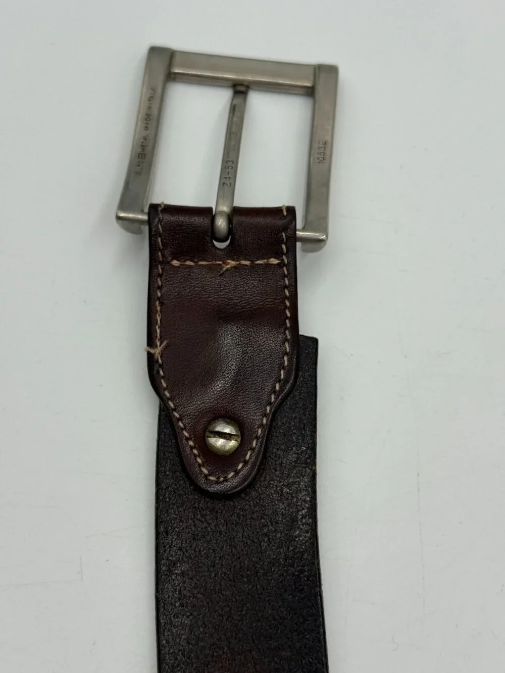 Arturo Calle Italian Leather Belt Size 40 Brown Silver Buckle 1.25